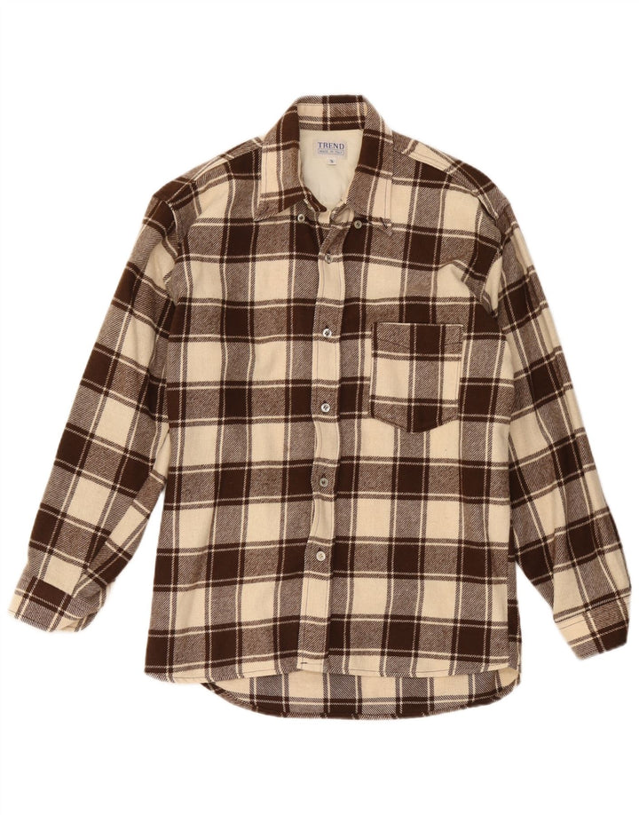 Trend Herren-Lumberjack-Flanellhemd, klein, braun, kariert, Baumwolle