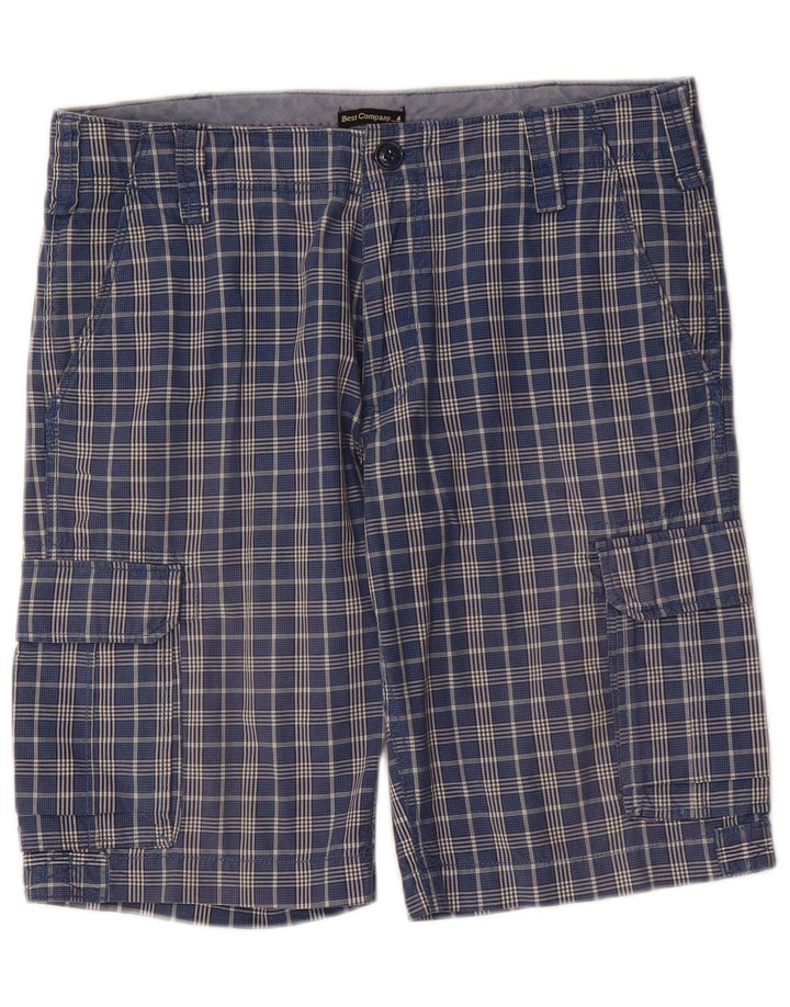 BEST COMPANY Herren-Cargoshorts IT 50 Large W34 Blue Gingham Cotton