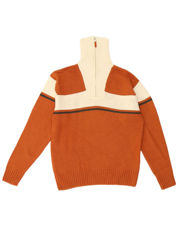 Tom Tailor Herren-Pullover mit Reißverschluss am Hals, klein, braun, Colourblock-Baumwolle