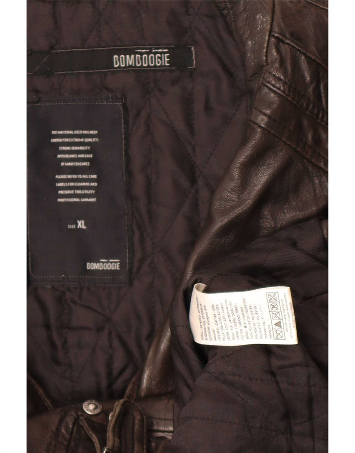 Bomboogie Herren Leder Racer Jacke UK 42 XL Braunes Leder