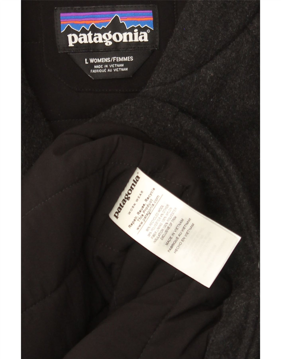 Patagonia Damen Mantel UK 16 Große graue Wolle