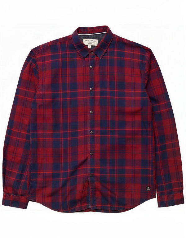 Tom Tailor Herren Flanellhemd XL Rot kariert Baumwolle