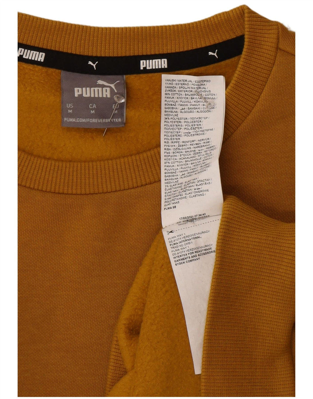 Puma Herren Sweatshirt Pullover mittelgelbe Baumwolle