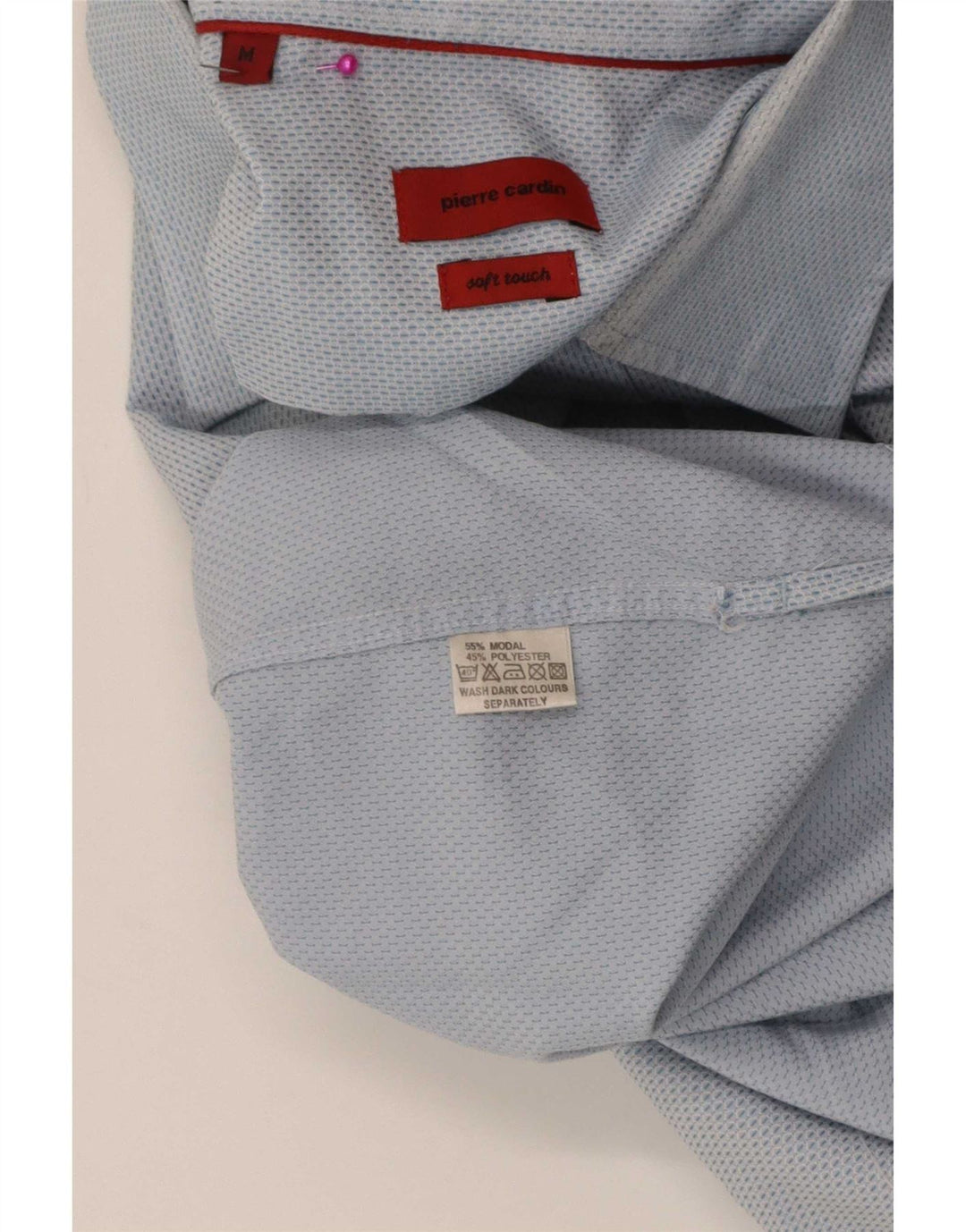 Pierre Cardin Herren-Kurzarmhemd mit normaler Passform, mittelblaue Baumwolle