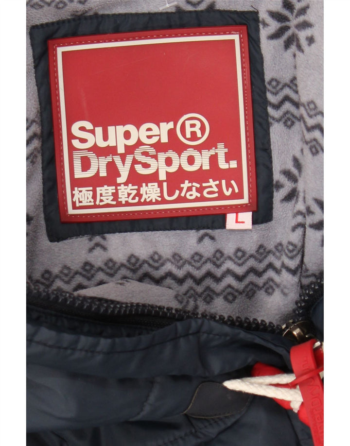 Superdry Wattierte Jacke mit Kapuze für Damen, UK 14, Größe L, Marineblau, Polyester