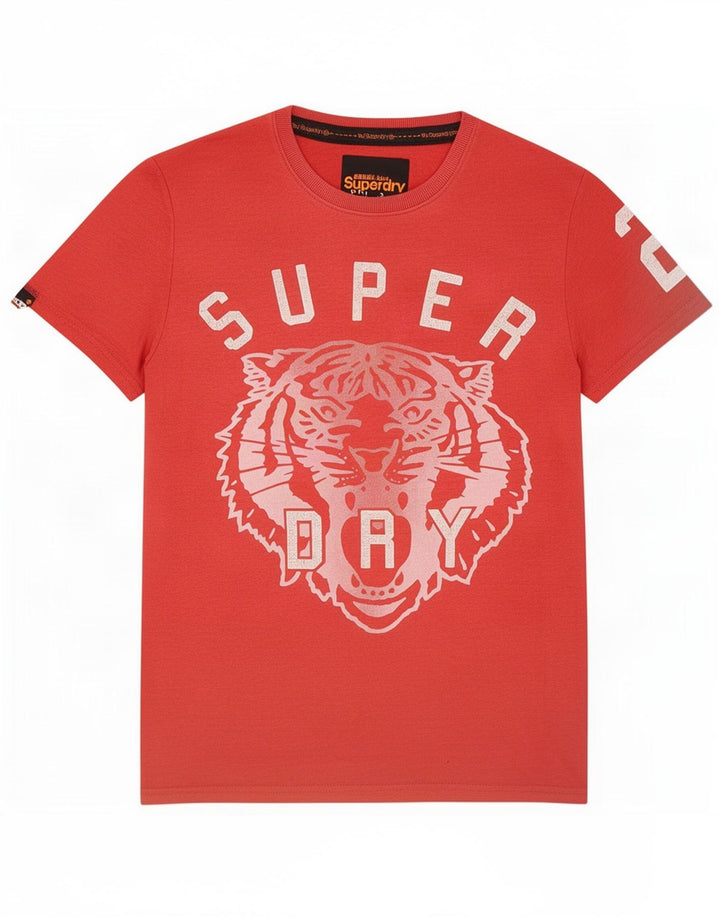 Superdry Herren Grafik-T-Shirt-Oberteil aus mittelroter Baumwolle