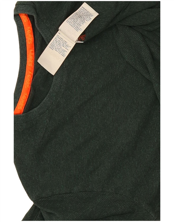 Superdry Herren-Oberteil, langärmelig, klein, grüne Baumwolle