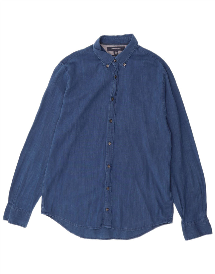 TOMMY HILFIGER Herren New York Fit Hemd mittelblaue Baumwolle