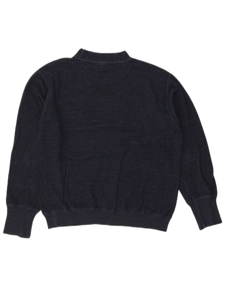 TRUSSARDI Herren-Pullover mit Rollkragen, Grafik, groß, marineblaue Wolle