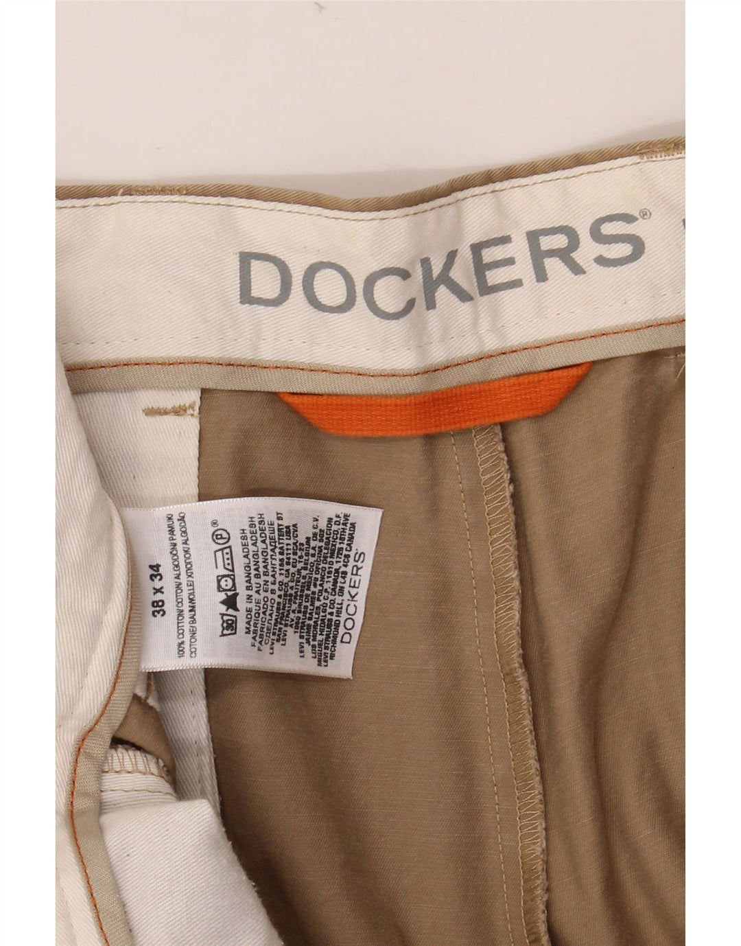 DOCKERS Gerade Chinohose für Herren, W38, L34, beige Baumwolle