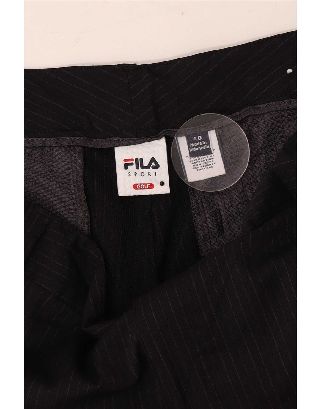 Fila Herren Golf Chino Shorts W40 XL Schwarz Nadelstreifen Polyester