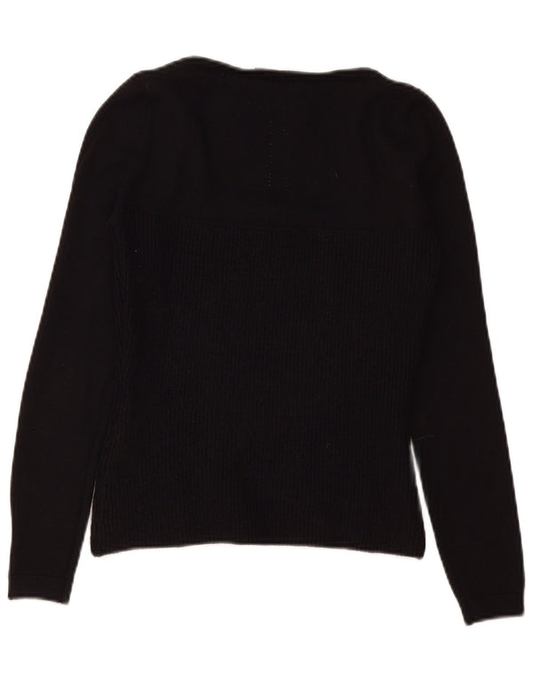 Trussardi Jeans Damen Crop Pullover mit U-Boot-Ausschnitt, UK 12, Mittelschwarz