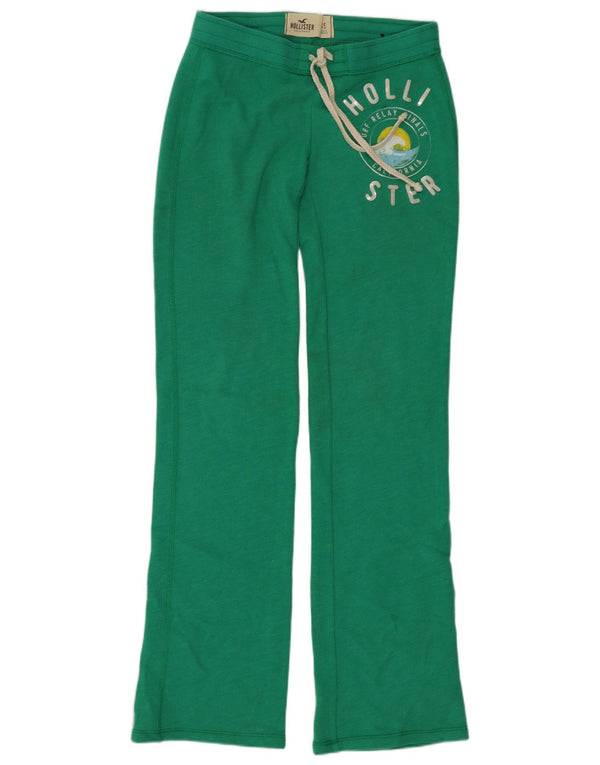 Hollister Damen-Trainingshose mit Grafik, UK 6, XS, grüne Baumwolle