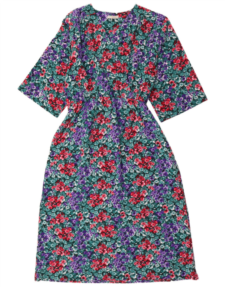 VINTAGE Womens A-Line Dress UK 16 Large Multicoloured Floral Polyester