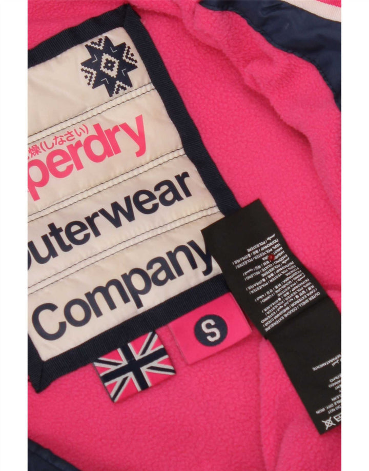Superdry Wattierte Damenjacke mit Kapuze, UK 10, Größe S, Marineblau, Polyester