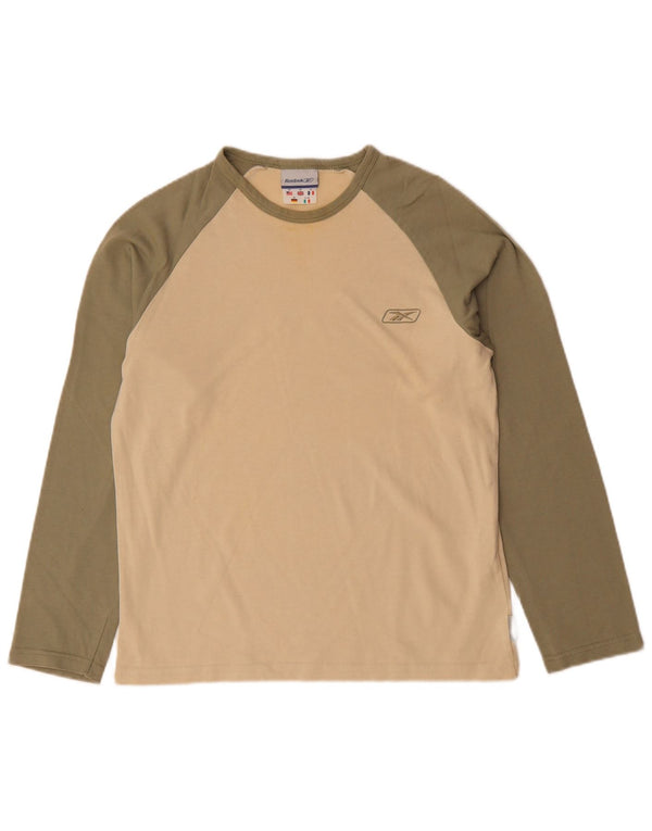 REEBOK Herren-Top mit langen Ärmeln, XS, Beige, Colourblock-Baumwolle