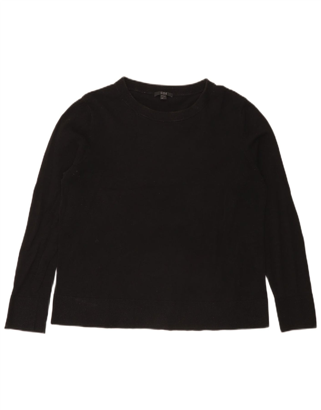 Cos Damen-Pullover mit U-Boot-Ausschnitt, UK 14, mittelschwarze Baumwolle