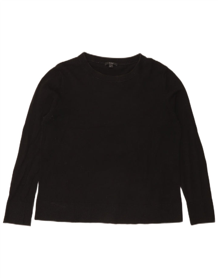 Cos Damen-Pullover mit U-Boot-Ausschnitt, UK 14, mittelschwarze Baumwolle