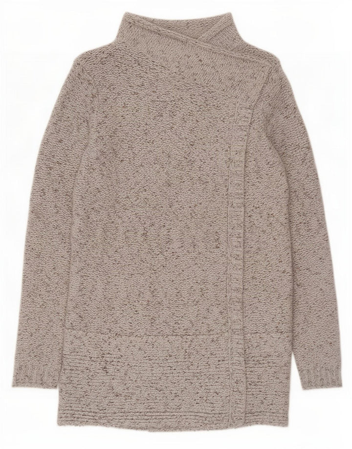 White Stuff Offener Damen-Cardigan-Pullover UK 12 Mittelgrau geflecktes Acryl