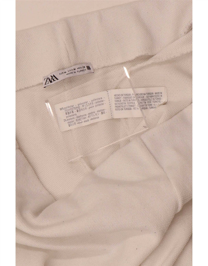 Zara Damen-Freizeithose mit weitem Bein, Größe M, W30, L31, Weiß, Polyester