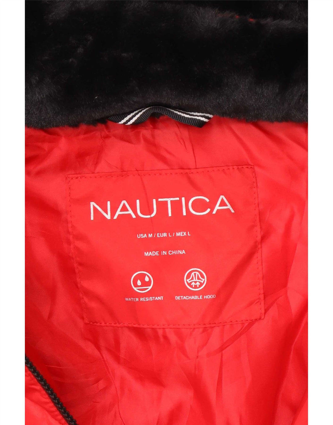 Nautica Wattierte Damenjacke mit Kapuze, UK 14, Mittelrot, Polyester