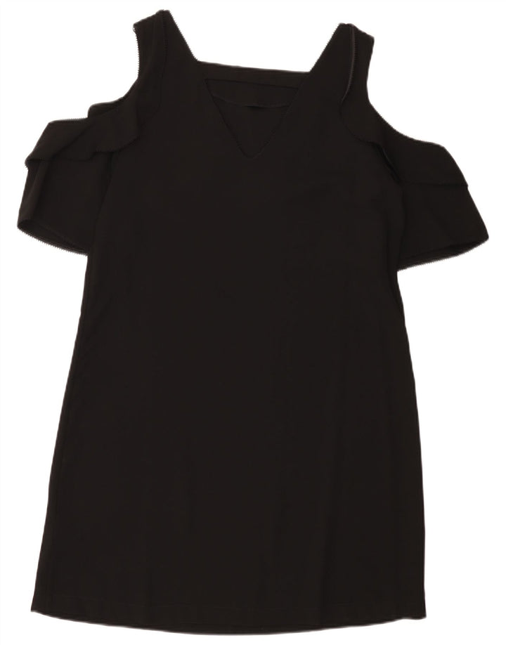 Next Schulterfreies Damenkleid UK 12 Mittelschwarzes Polyester