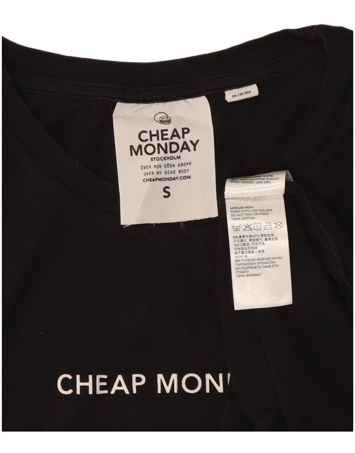 CHEAP MONDAY Damen T-Shirt Top UK 10 Small Schwarz Baumwolle