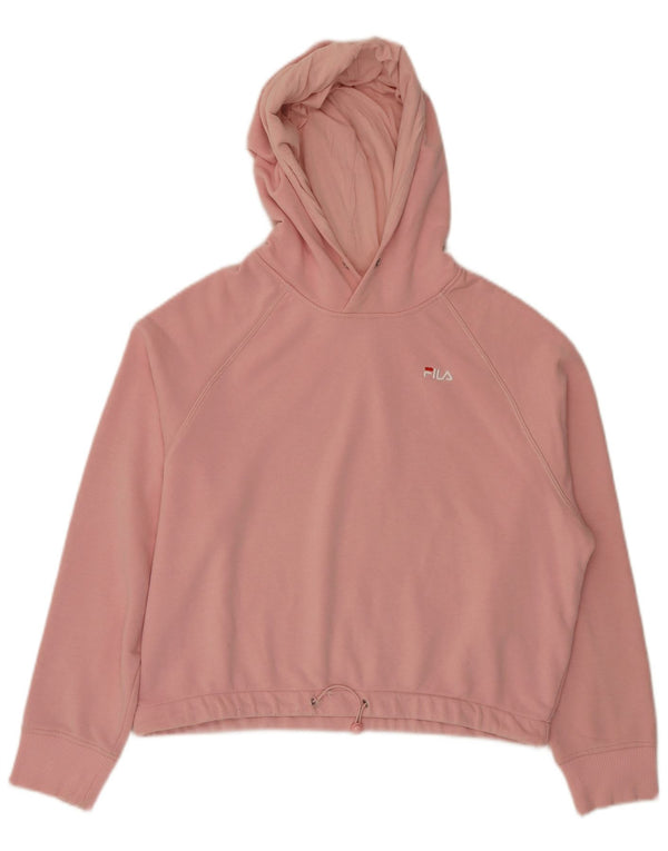 Fila Womens Crop Oversized Hoodie Pullover UK 14 Mittelrosa Baumwolle