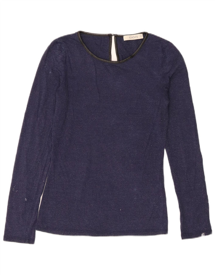 Oasis Damen Top Langarm UK 6 XS Marineblau Viskose