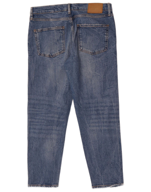 Zara Damen Distressed Slim Jeans EU 40 Medium W30 L26 Blau