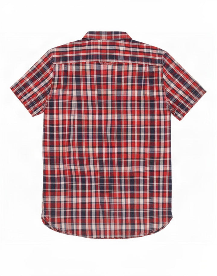 Superdry Herren-Kurzarmhemd aus mittelroter Karo-Baumwolle