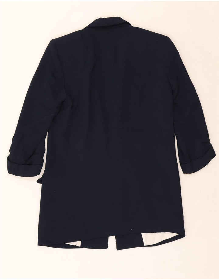 Zara Damen 3/4-Ärmel offener Blazer Jacke UK 6 XS Marineblau Polyester