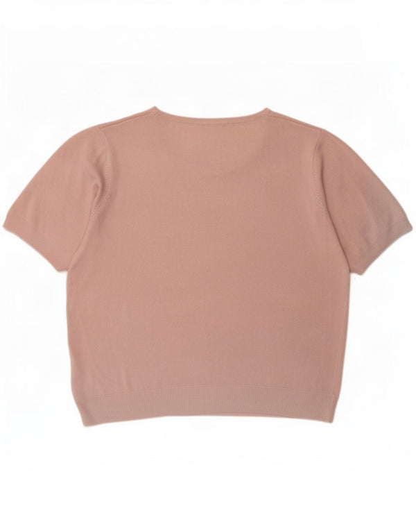 Marks & Spencer Damen Kurzarm-Blusenoberteil UK 20 2XL Rosa Acryl