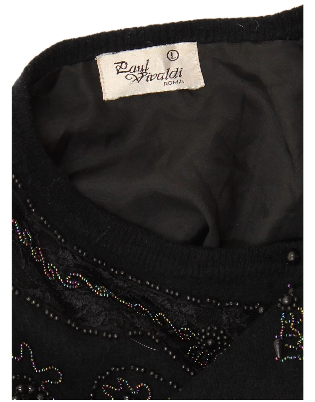 VINTAGE Damen Strickjacke Pullover UK 16 Groß Marineblau Paisley