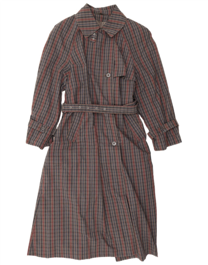 Vintage Damen Trenchcoat EU 42 Großer grauer Karo