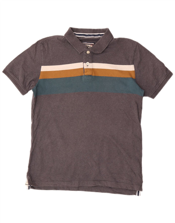 Fat Face Herren-Poloshirt aus mittelgrauer, gestreifter Baumwolle