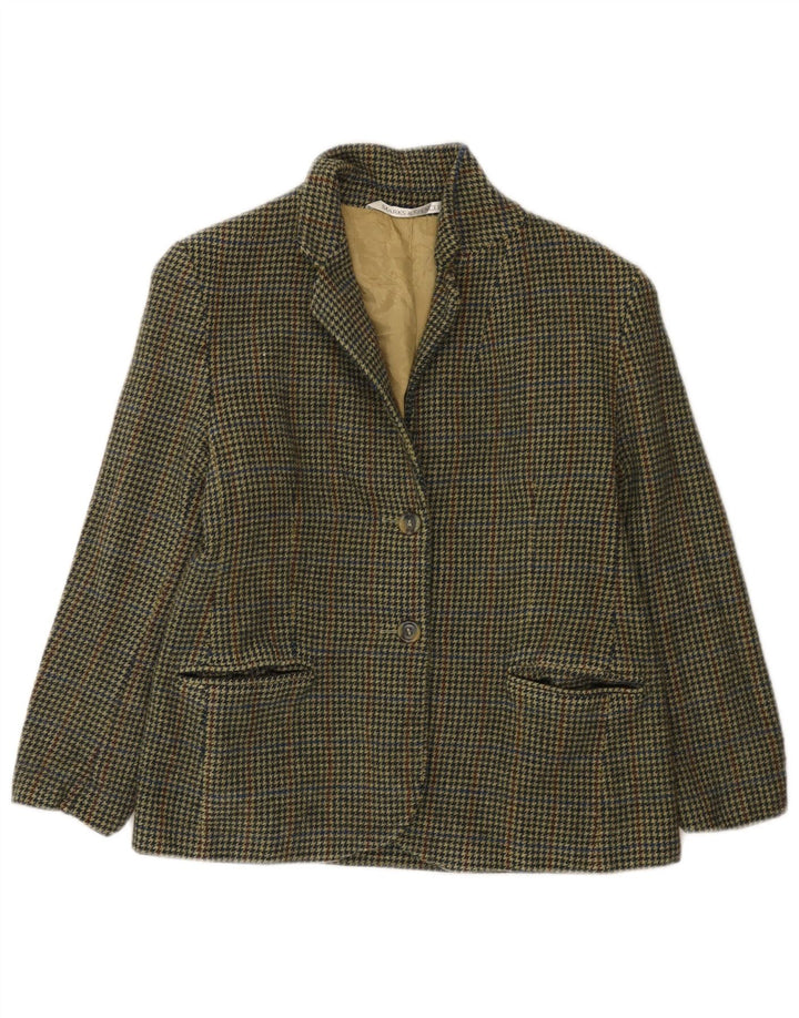 Marks & Spencer Womens Petite Blazer Jacke UK 12 Mittelgrüner Hahnentrittmuster