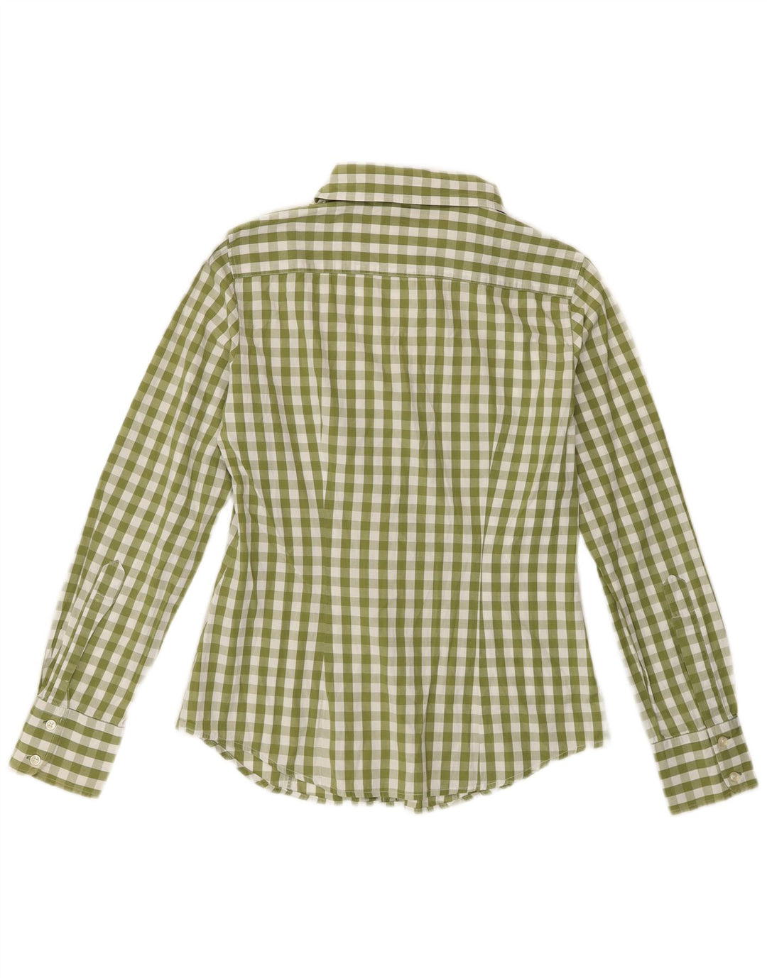 BENETTON Damen-Hemd UK 12 aus mittelgrüner Gingham-Baumwolle