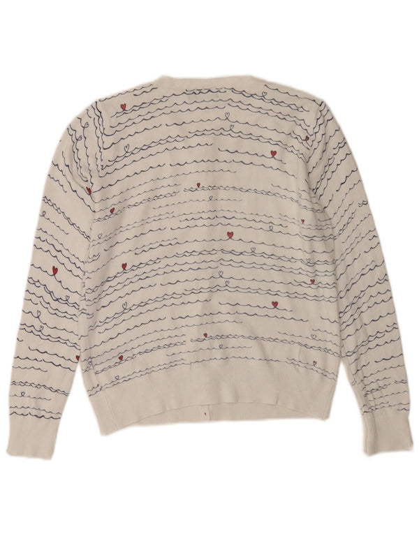 M&Co Damen-Cardigan-Pullover UK 12 Mittelweiß gestreifte Viskose