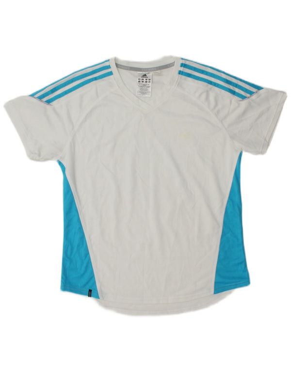 ADIDAS Damen Clima 365 T-Shirt Top UK 16 Large Weiß Colourblock