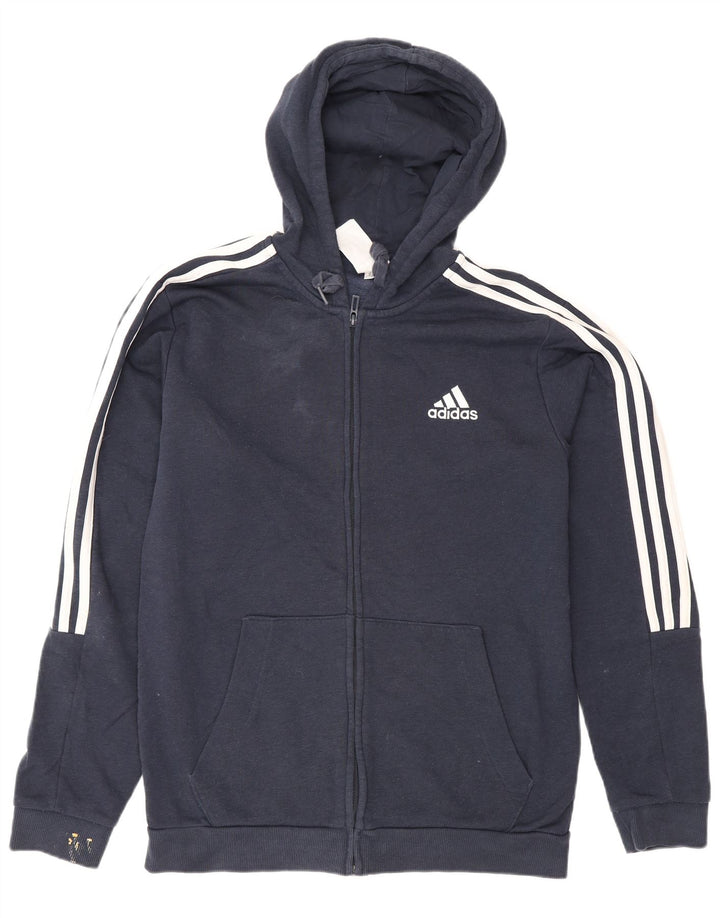 Adidas Herren-Kapuzenpullover mit Reißverschluss, mittlere marineblaue Baumwolle