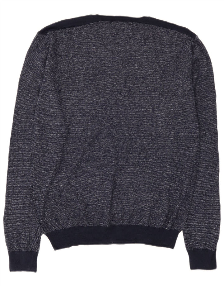 Guess Herren-Pullover mit V-Ausschnitt, XL, Marineblau meliert
