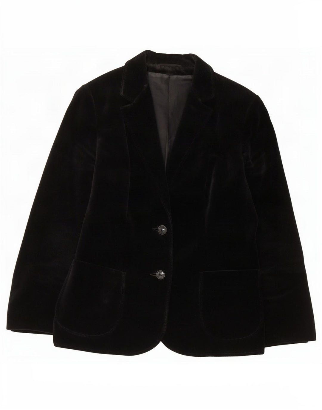 St Michael Damen-Blazer aus Samt mit 2 Knöpfen, Größe UK 14, mittelschwarz, Baumwolle
