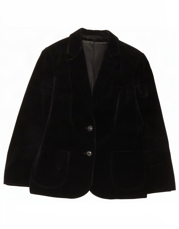 St Michael Damen-Blazer aus Samt mit 2 Knöpfen, Größe UK 14, mittelschwarz, Baumwolle