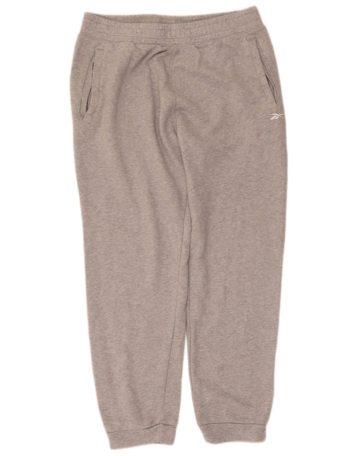 Reebok Herren-Trainingshose, Jogginghose, mittelgrau gefleckte Baumwolle