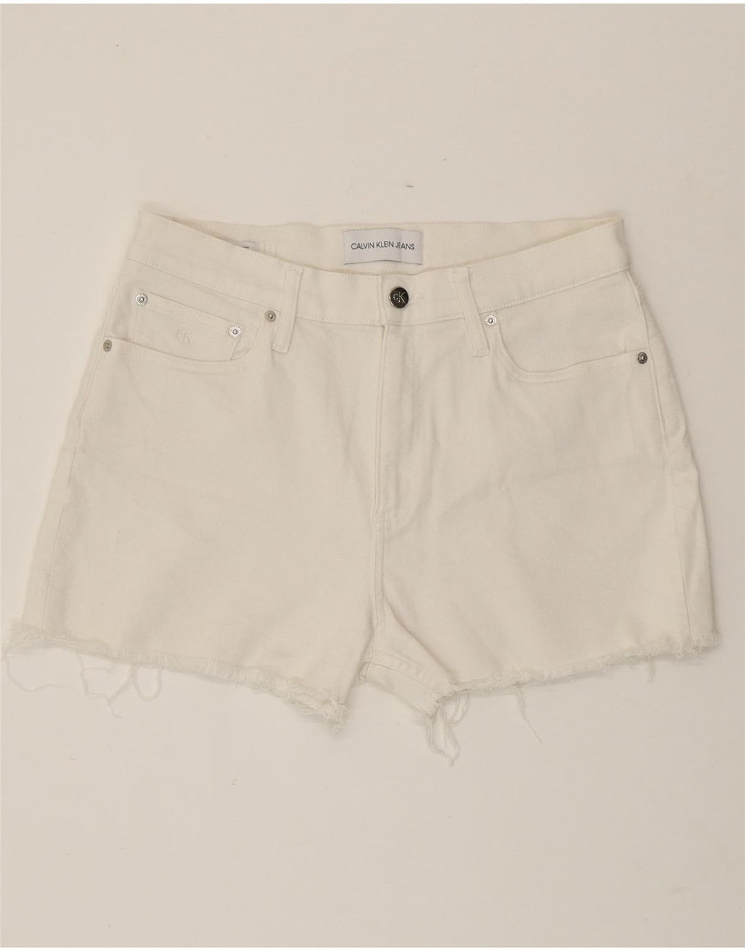 CALVIN KLEIN Damen Jeansshorts W30 mittelweiße Baumwolle