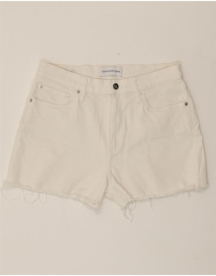 CALVIN KLEIN Damen Jeansshorts W30 mittelweiße Baumwolle