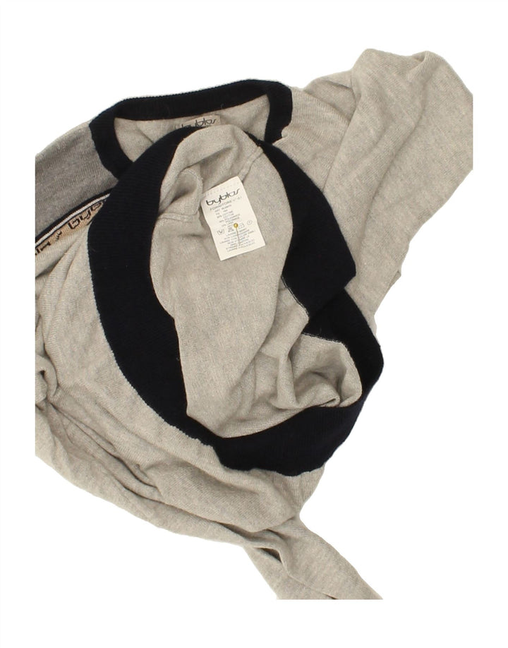 BYBLOS Boys V-Neck Jumper Sweater 15-16 Years Grey Cotton Vintage Byblos and Second-Hand Byblos from Messina Hembry 