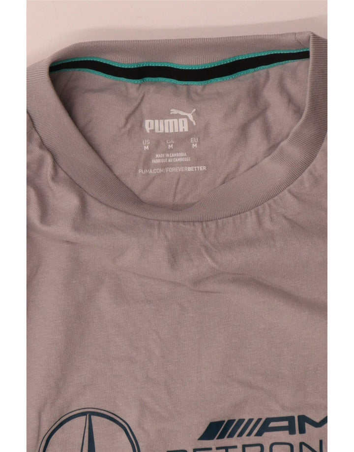 Puma Herren Grafik-T-Shirt-Oberteil aus mittelgrauer Baumwolle