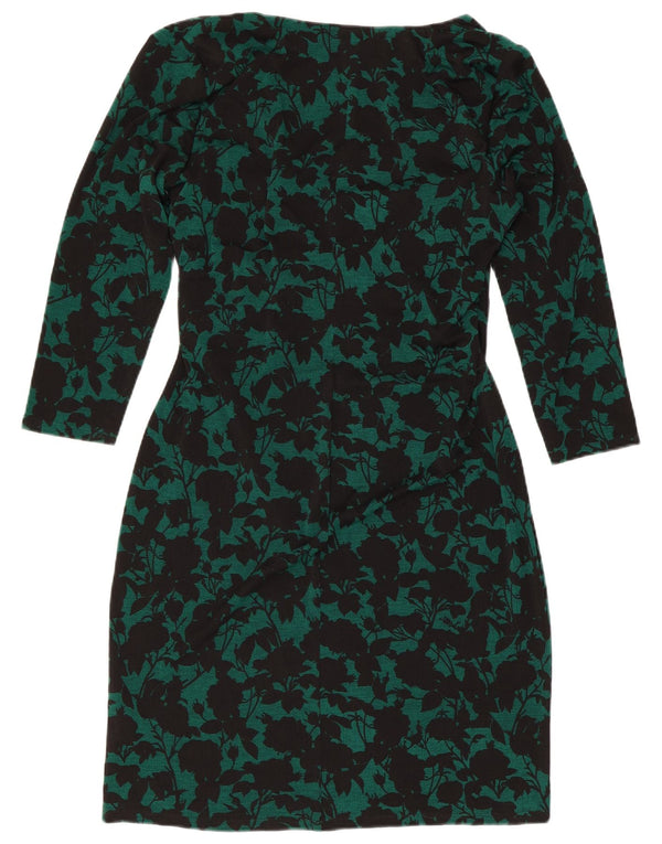 Chaps Damen-Etuikleid mit 3/4-Ärmeln, großes grünes Blumenmuster, Polyester